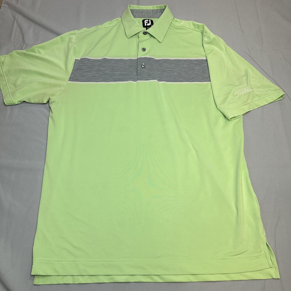 FootJoy Titleist Polo Shirt Mens Large Green Stripe Stretch Golf Performance
